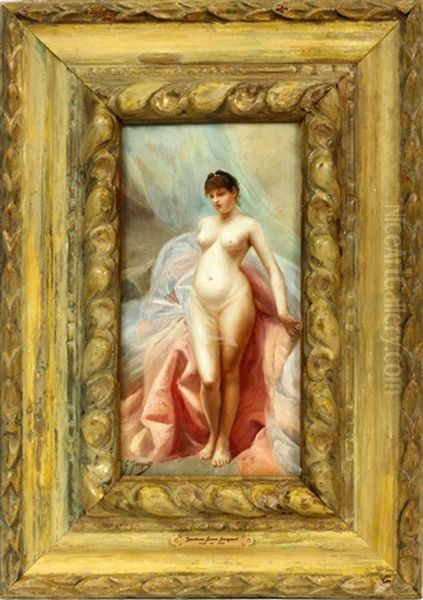 Standing Female Nude Oil Painting by Gustave Jean Jacquet