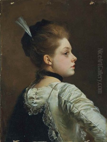 Portrait D'une Elegante Oil Painting by Gustave Jean Jacquet