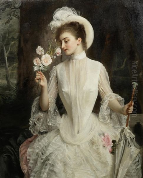 An Elegant Bouquet Oil Painting by Gustave Jean Jacquet