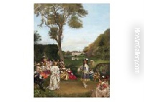 Garden Party Oil Painting by Gustave Jean Jacquet