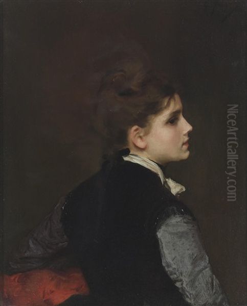 A Young Woman In Profile Oil Painting by Gustave Jean Jacquet