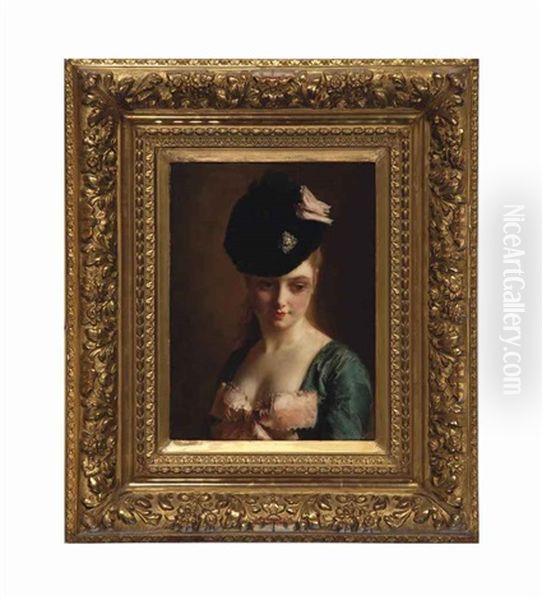 Portrait De Jane Parisienne Oil Painting by Gustave Jean Jacquet