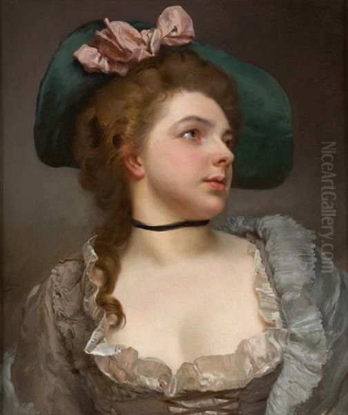 Portrait De Jeune Femme Oil Painting by Gustave Jean Jacquet