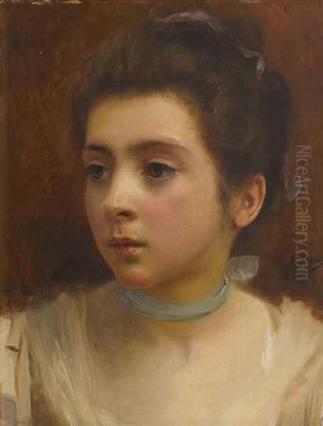 The Blue Ribbon Oil Painting by Gustave Jean Jacquet