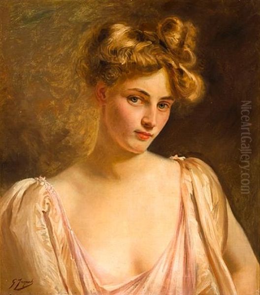 A Blonde Beauty Oil Painting by Gustave Jean Jacquet