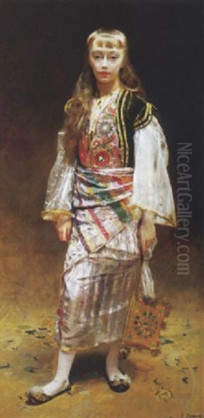 Portrait De Jeune Orientale Oil Painting by Gustave Jean Jacquet