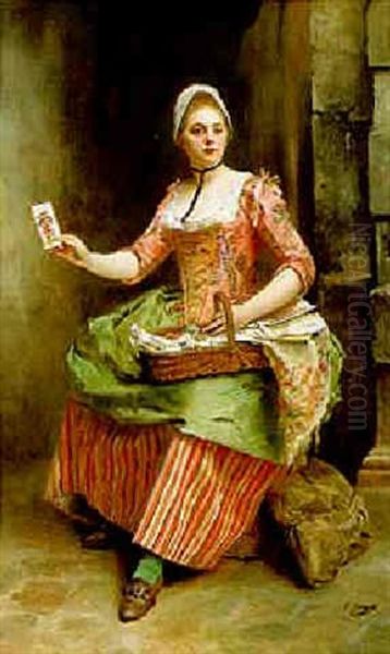 The Card Caller Oil Painting by Gustave Jean Jacquet