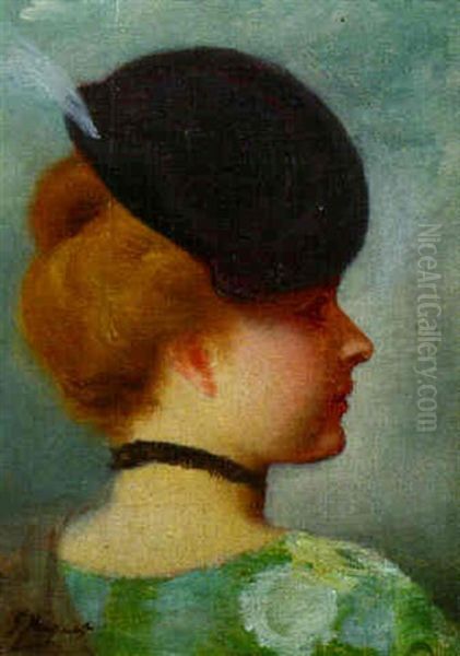 Head Of A Young Lady Oil Painting by Gustave Jean Jacquet