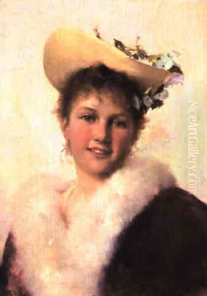 The Easter Bonnet Oil Painting by Gustave Jean Jacquet