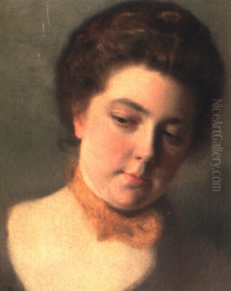 Junge Frau Mit Gelber Masche Oil Painting by Gustave Jean Jacquet