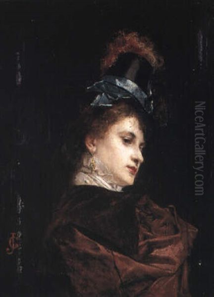 The New Hat Oil Painting by Gustave Jean Jacquet