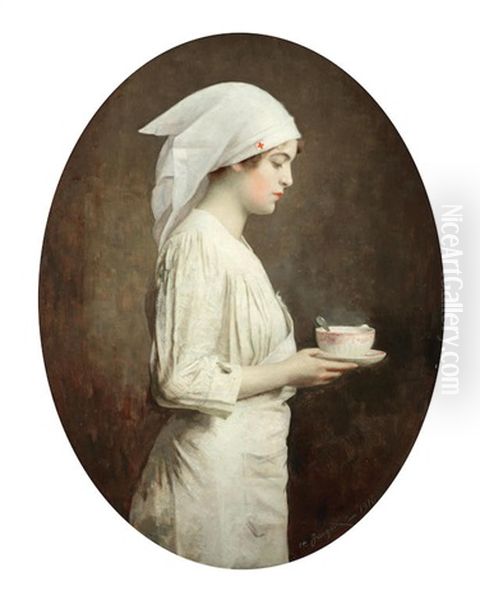 A Hot Cup Of Soup Oil Painting by Henry Jacquier