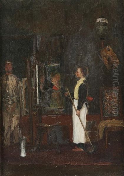 Dans L'atelier Du Peintre Oil Painting by Henry Jacquier