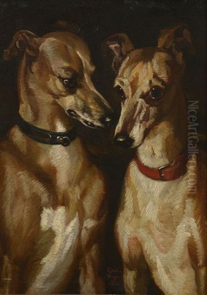 Portrait De Chiens Oil Painting by Louis-Godefroy Jadin