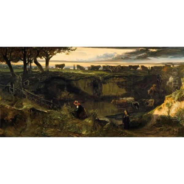 La Plaine De Montfort-l'amaury Oil Painting by Louis-Godefroy Jadin