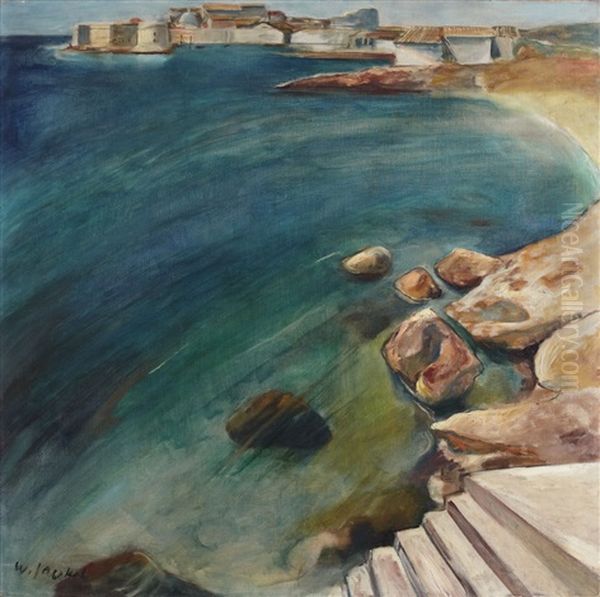 A View Of Dubrovnik (ragusa) Oil Painting by Willi Jaeckel