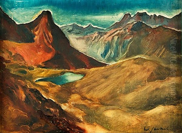 Bergsee Oil Painting by Willi Jaeckel