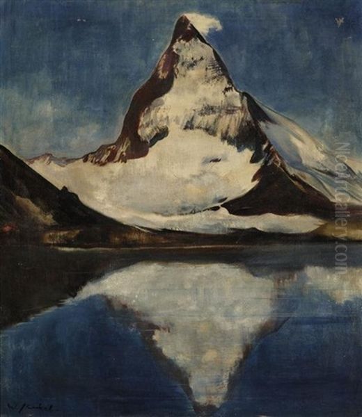 Matterhorn Am Riffelsee Oil Painting by Willi Jaeckel