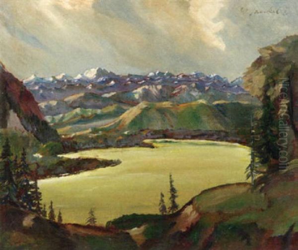 Gebirgsee Oil Painting by Willi Jaeckel