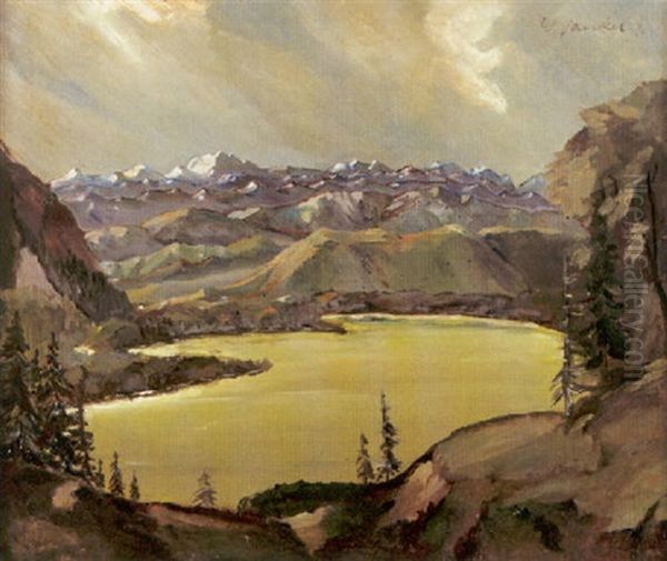 Berglandschaft Mit Bergsee Oil Painting by Willi Jaeckel