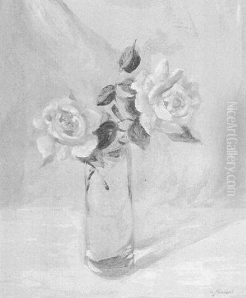 Still Life Vase Of Roses Oil Painting by Willi Jaeckel