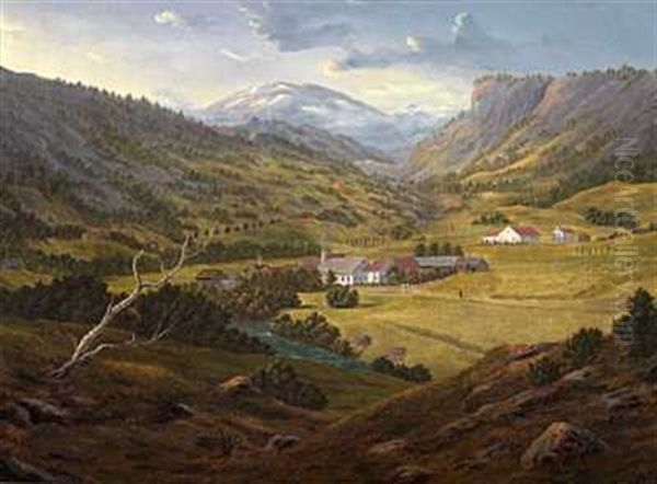 Prestegarden I Strandebarm, Hardanger Oil Painting by Tycho Christopher Jaeger