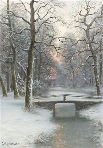 Abendliche Winterlandschaft Oil Painting by Carl Vilhelm Jaensson