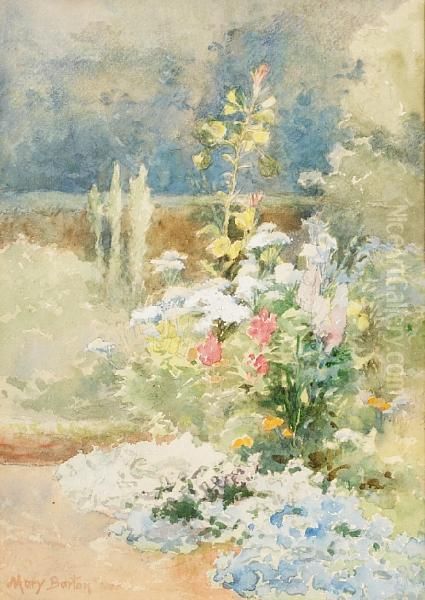 A Border Of Summer Flowers Oil Painting by Mary Georgina Barton