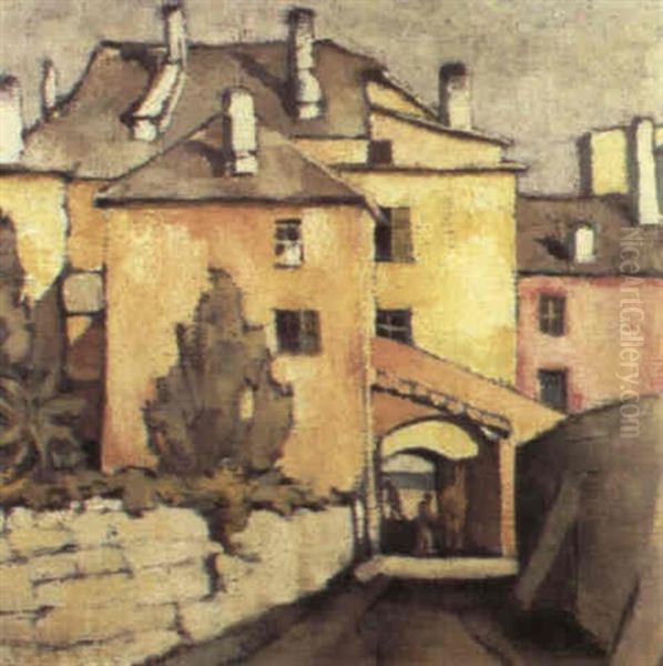 Das Gelbe Haus Oil Painting by Fritz Jaeger