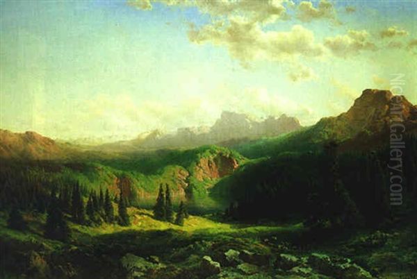 Alpensee Oil Painting by Gustav Maria Jaeger