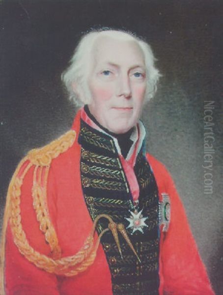 General Sir Robert Blair Wearing The Uniform Of The Bengal Native Infantry, With A Red Coat With Blue Facings Oil Painting by Charles Jagger