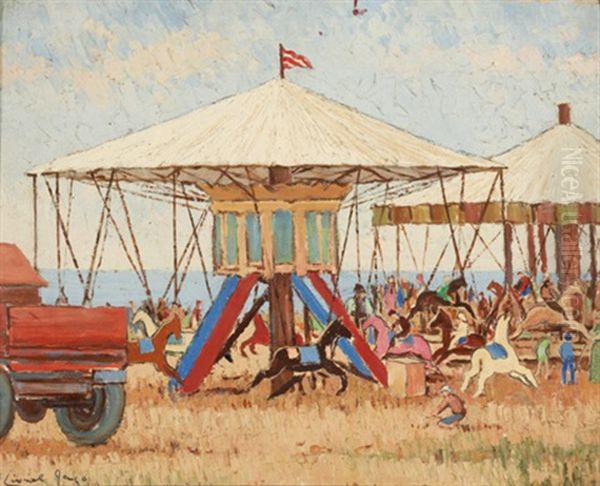 Merry-go-rounds By The Sea Oil Painting by Lionel Jago