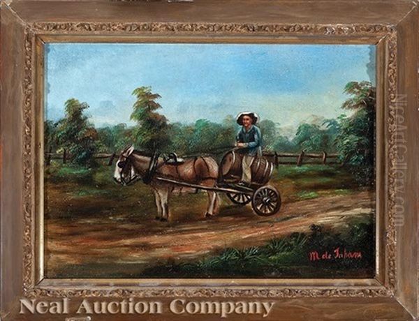 Peddler With Donkey And Cart Oil Painting by Marie Therese de Jaham