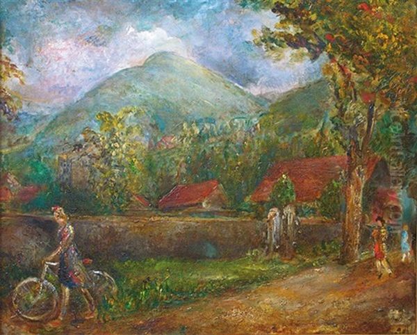 Voiron Oil Painting by Wladyslaw Adam Alojzy Jahl