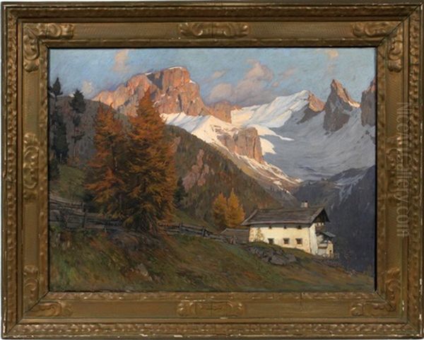 Fall Alpine Landscape Oil Painting by Gustav Jahn