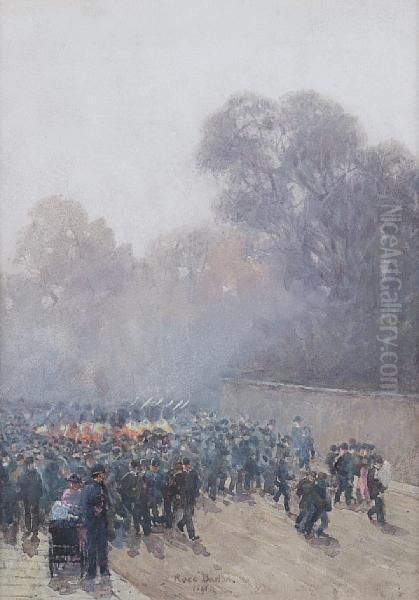 Marching Band And Crowd Oil Painting by Rose Barton