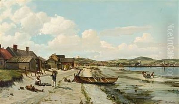 Trondheim Sett Fra Reina, Lademoen Oil Painting by Hans Emil Jahn