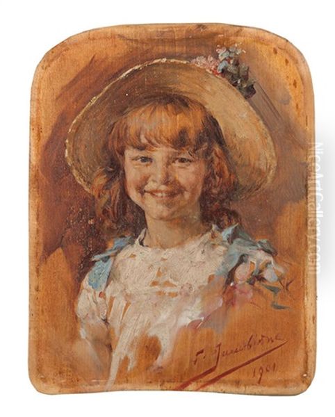 A Smiling Girl Oil Painting by Georgios Jakobides