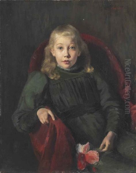 Portrait Of A Girl Oil Painting by Georgios Jakobides