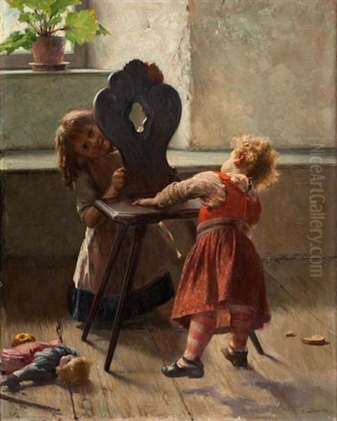 Peek A Boo Oil Painting by Georgios Jakobides