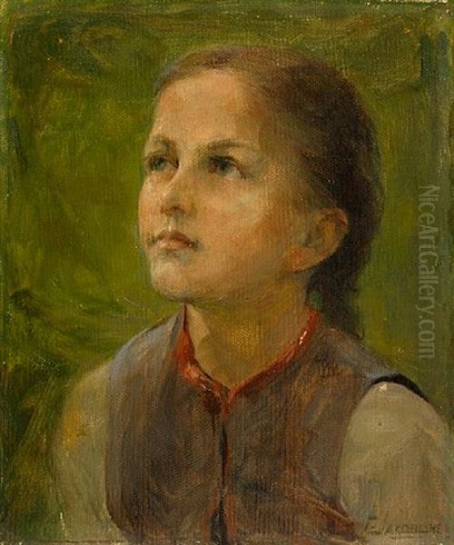 Little Girl In The Fields Oil Painting by Georgios Jakobides