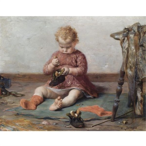 Playtime Oil Painting by Georgios Jakobides