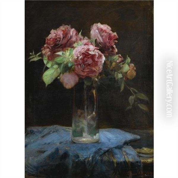 Roses Oil Painting by Georgios Jakobides