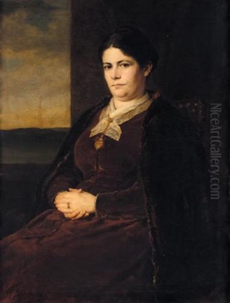 Portrait Of A Woman Oil Painting by Georgios Jakobides