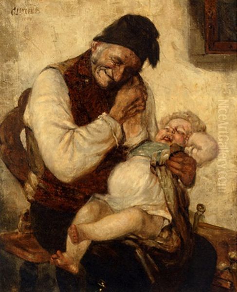 The Affectionate Grandfather Oil Painting by Georgios Jakobides