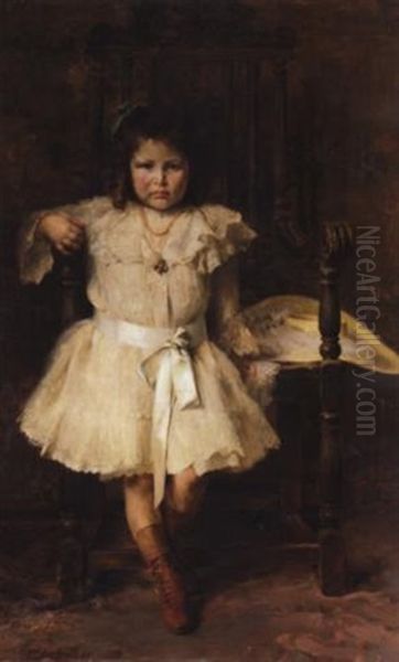 Portrait Of The Young Stampoulopoulou Oil Painting by Georgios Jakobides