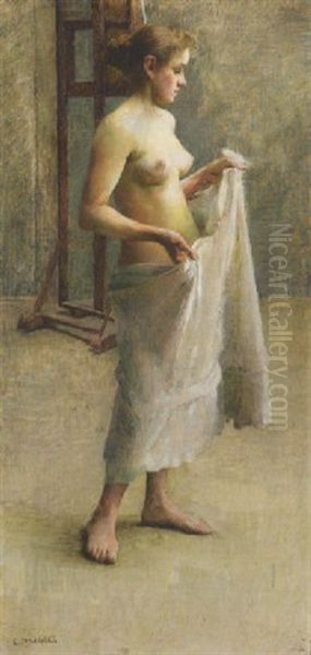 Modella Nello Studio Del Pittore Oil Painting by Georgios Jakobides