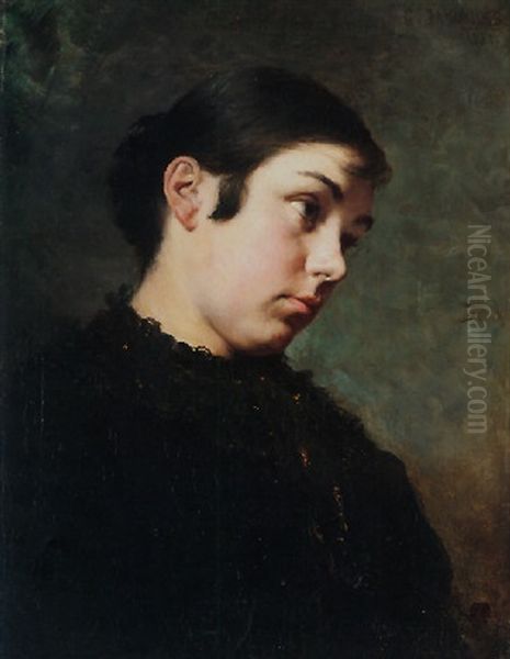 Portrait Of A Young Beauty Oil Painting by Georgios Jakobides