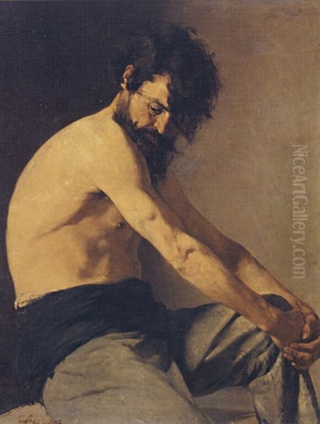 The Bum Oil Painting by Georgios Jakobides