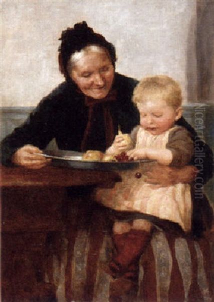 A Grandmother's Story Oil Painting by Georgios Jakobides